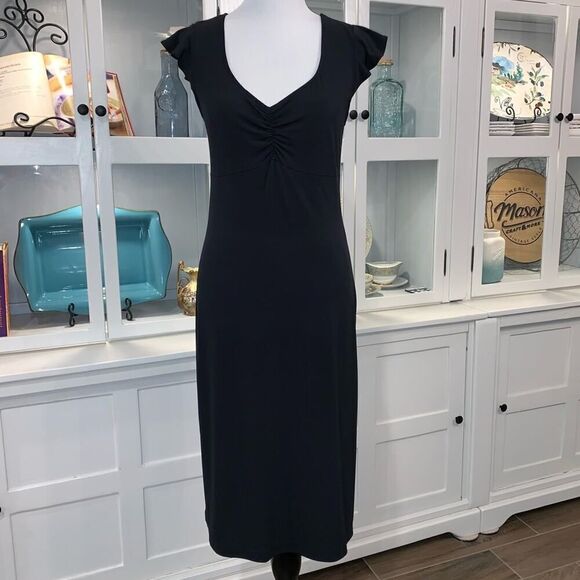 Mossimo Black Fitted Dress W/ Flutter Cap Sleeve Sz Small - Picture 1 of 7